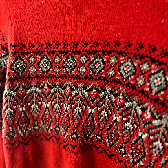 Northern Reflections Cardinal Red Patterned Women's Sweater M Petite - Picture 9 of 12